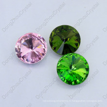 Shining Fancy Colorful Point Back Pierres en verre en forme de rond pour accessoires de bijoux